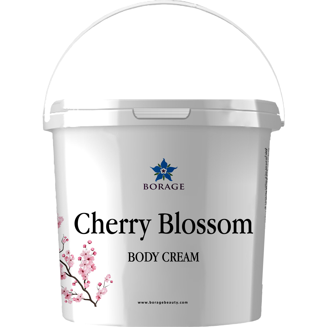 Bottle of Borage Cherry Blossom Body Cream on a white background
