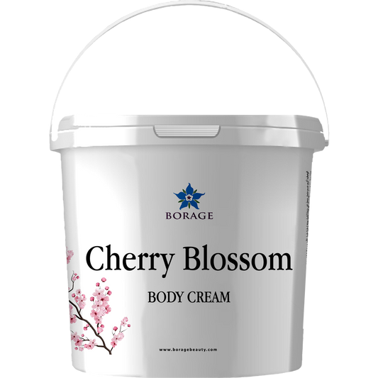 Bottle of Borage Cherry Blossom Body Cream on a white background
