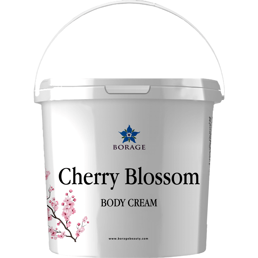 Bottle of Borage Cherry Blossom Body Cream on a white background