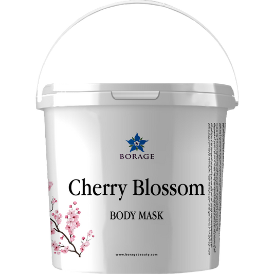 Borage Cherry Blossom body mask container on a white background
