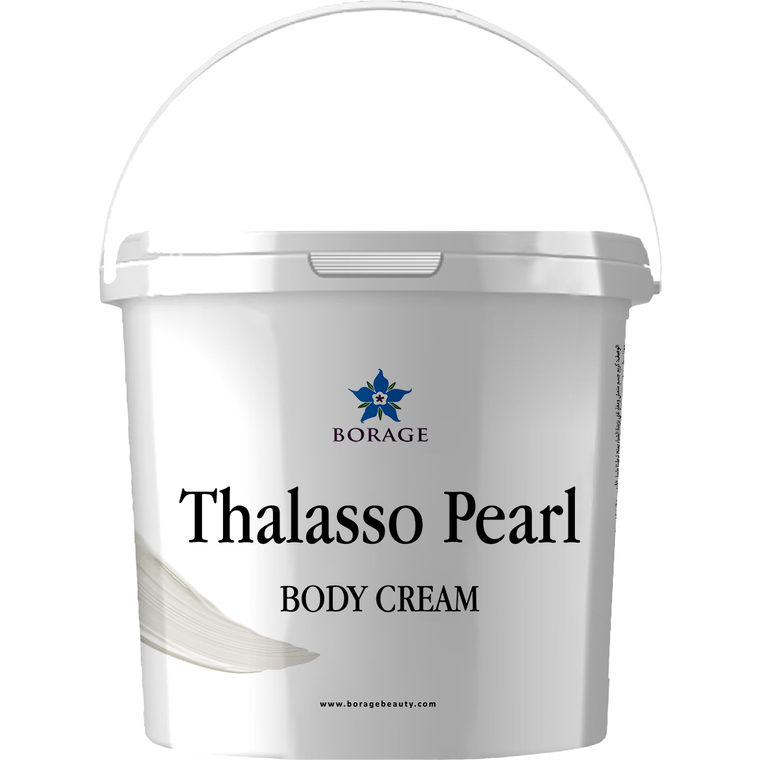 Bottle of Borage Thalasso Pearl Body Cream on a white background
