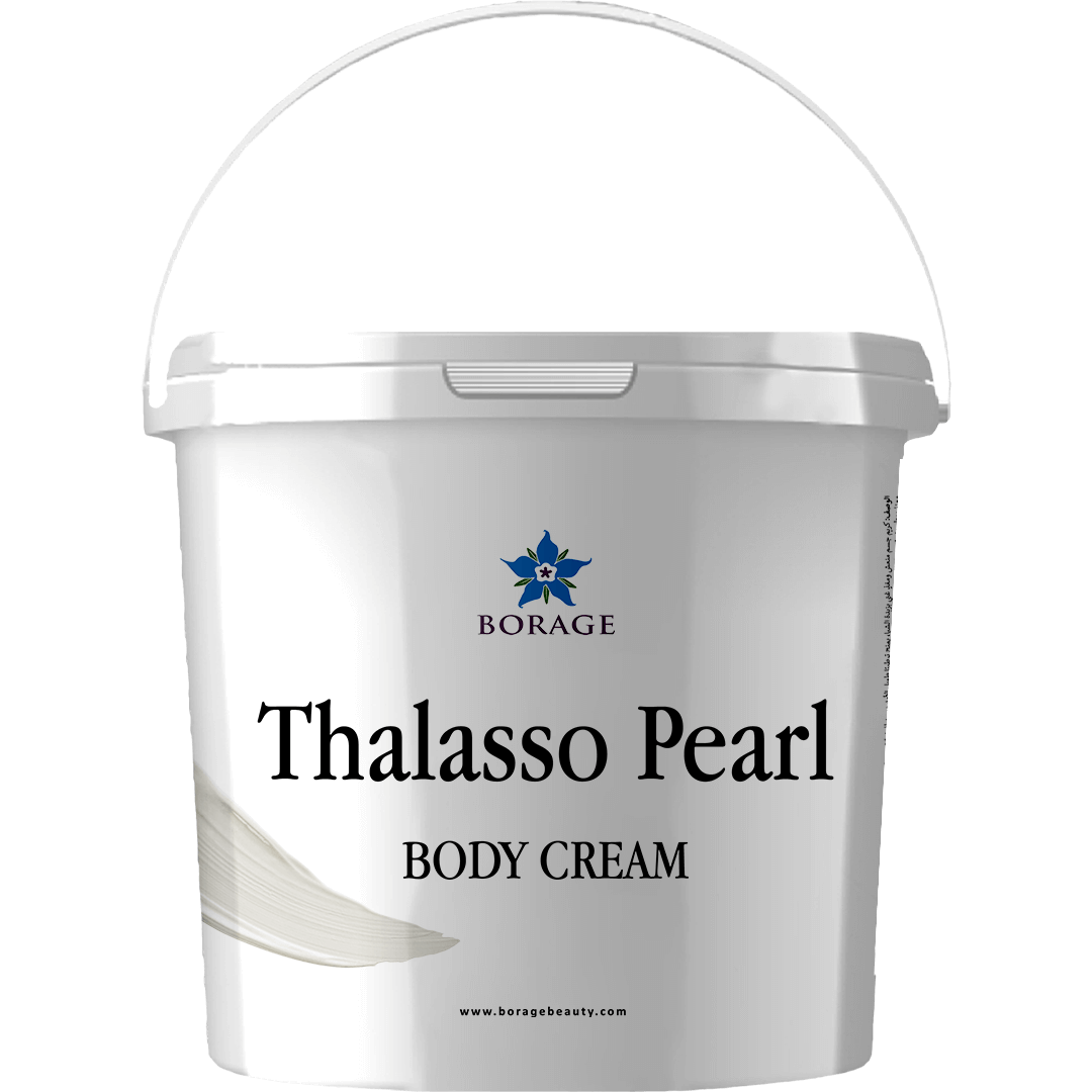Bottle of Borage Thalasso Pearl Body Cream on a white background