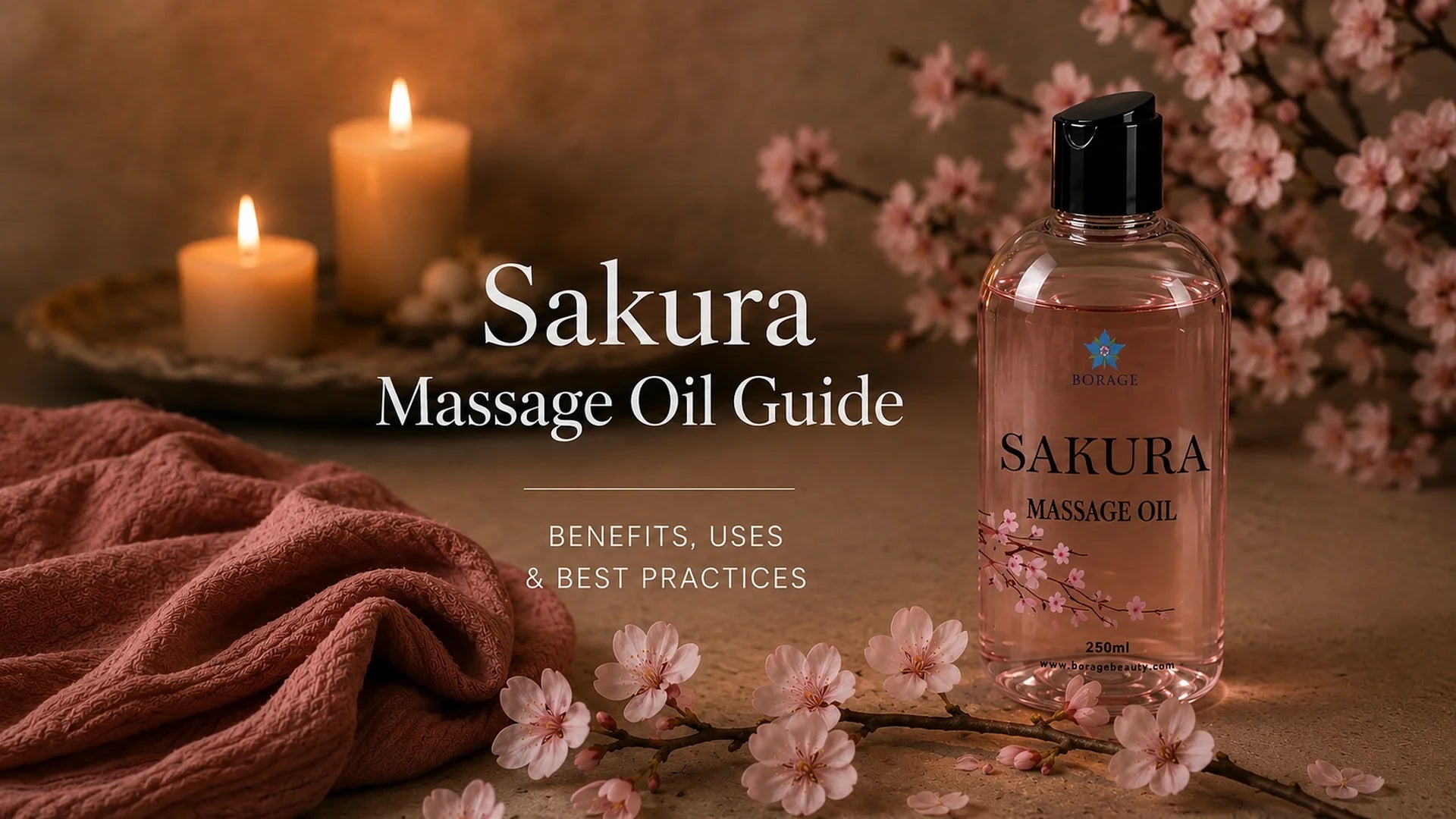 BORAGE Sakura massage oil with cherry blossoms for a professional spa massage guide