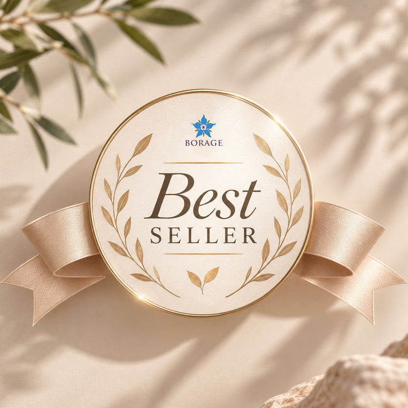 Gold 'Best Seller' badge with laurel wreath on a dark background