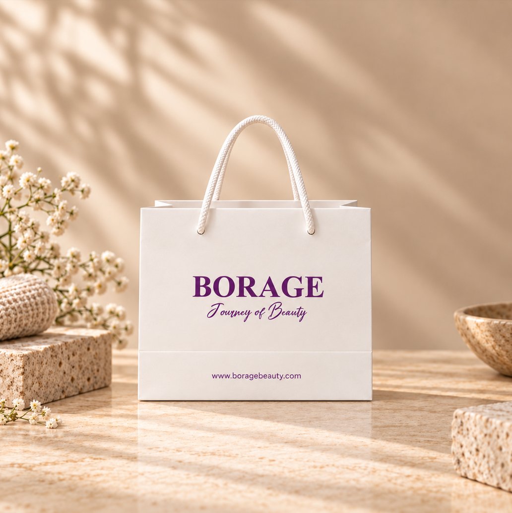 BORAGE branded shopping bag representing the Retail Products collection