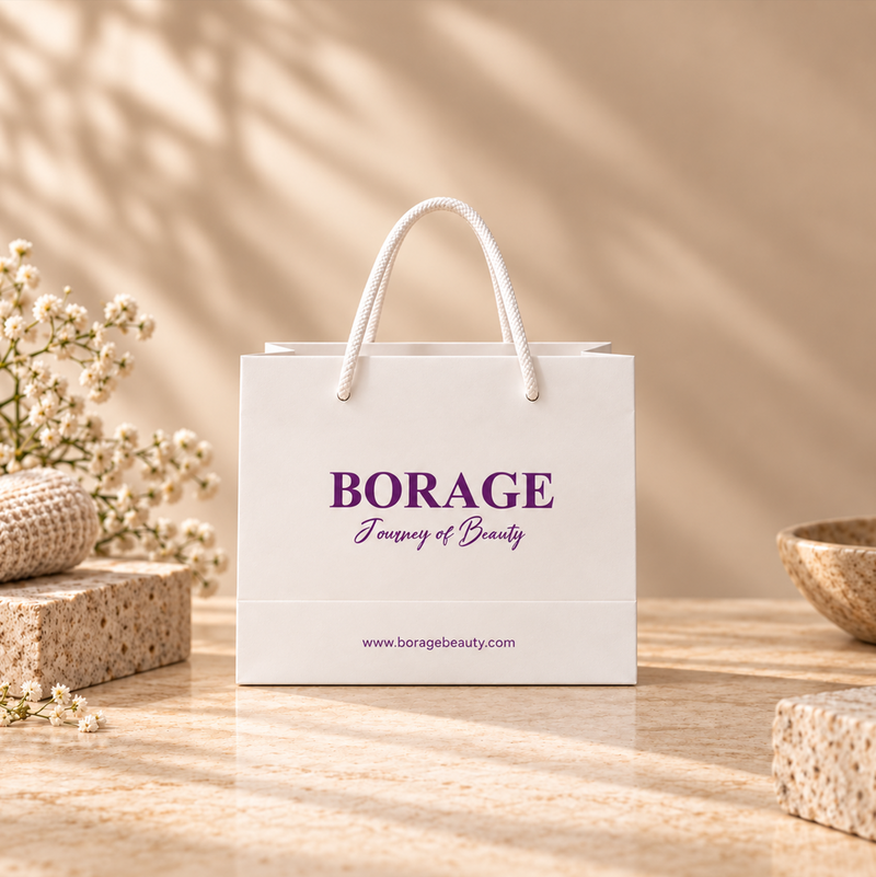 BORAGE branded shopping bag representing the Retail Products collection