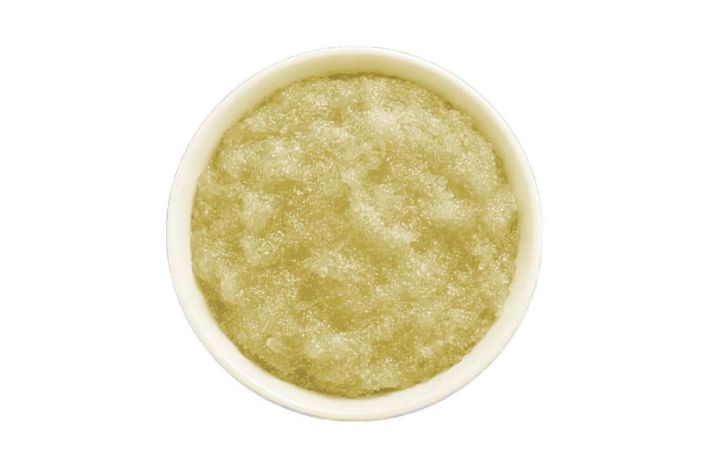 Amber scrub in a white bowl on a white background