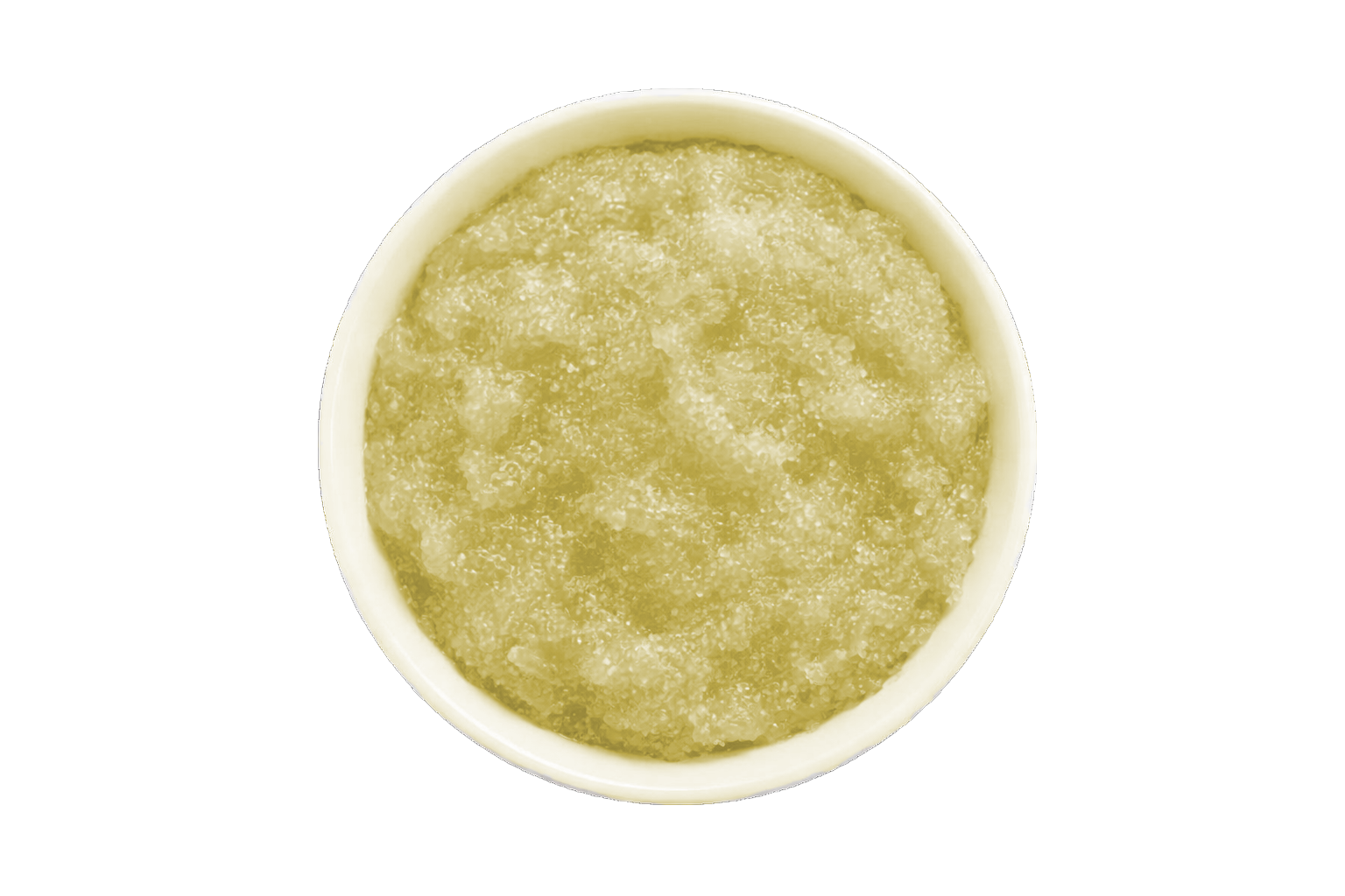 Amber scrub in a white bowl on a white background