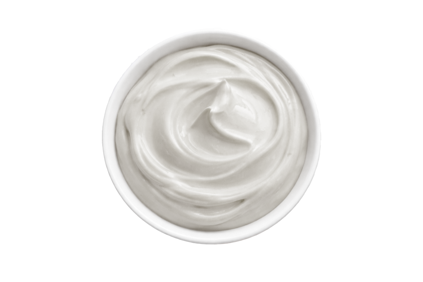 White cream in a small container on a white background