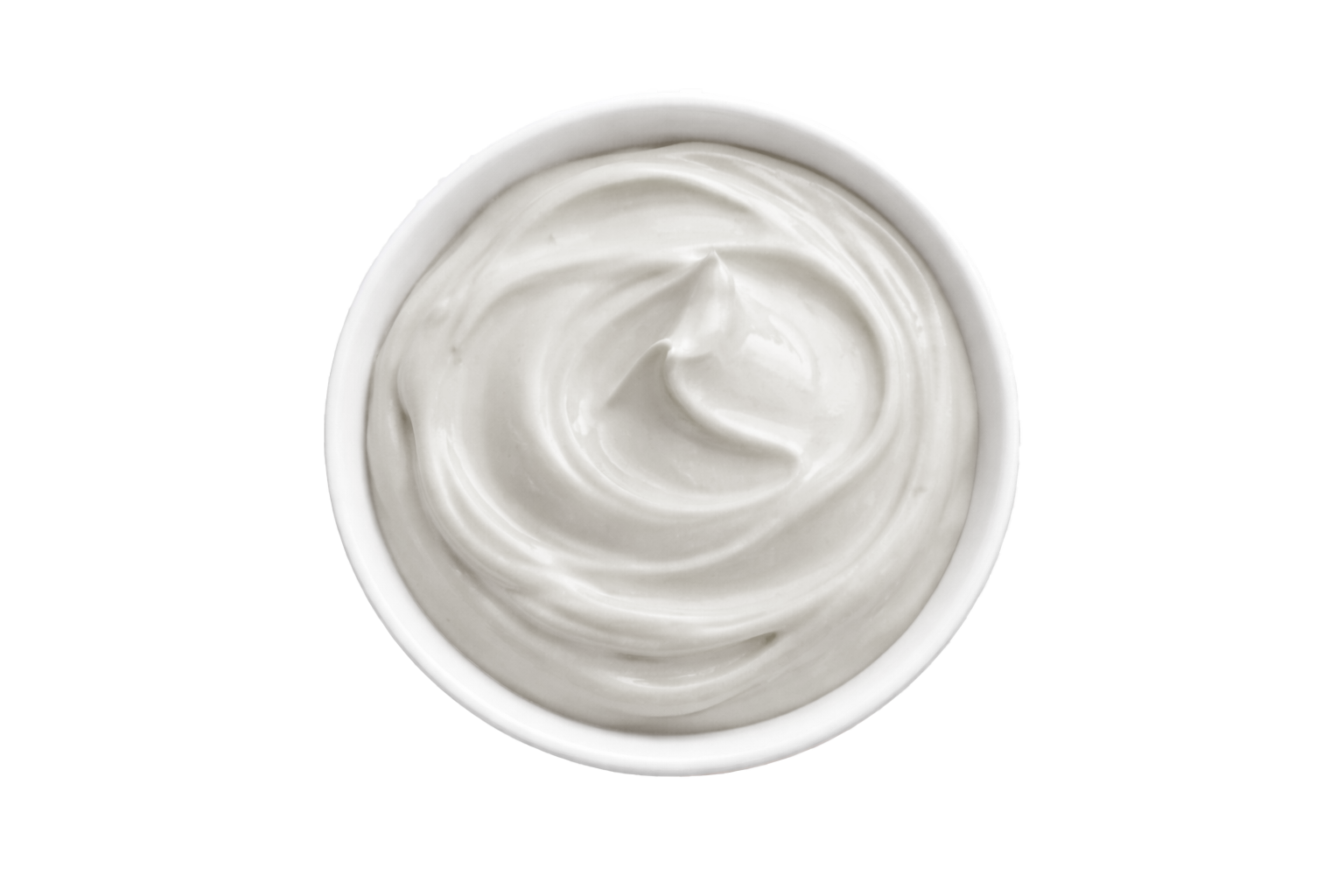 White cream in a small container on a white background