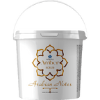 White container with gold and blue design featuring 'Borage Amber Scrub Arabian Notes' on a white background.
