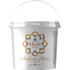 White container with gold text and design, featuring 'Borage Musk Mask Arabian Notes' on a white background.
