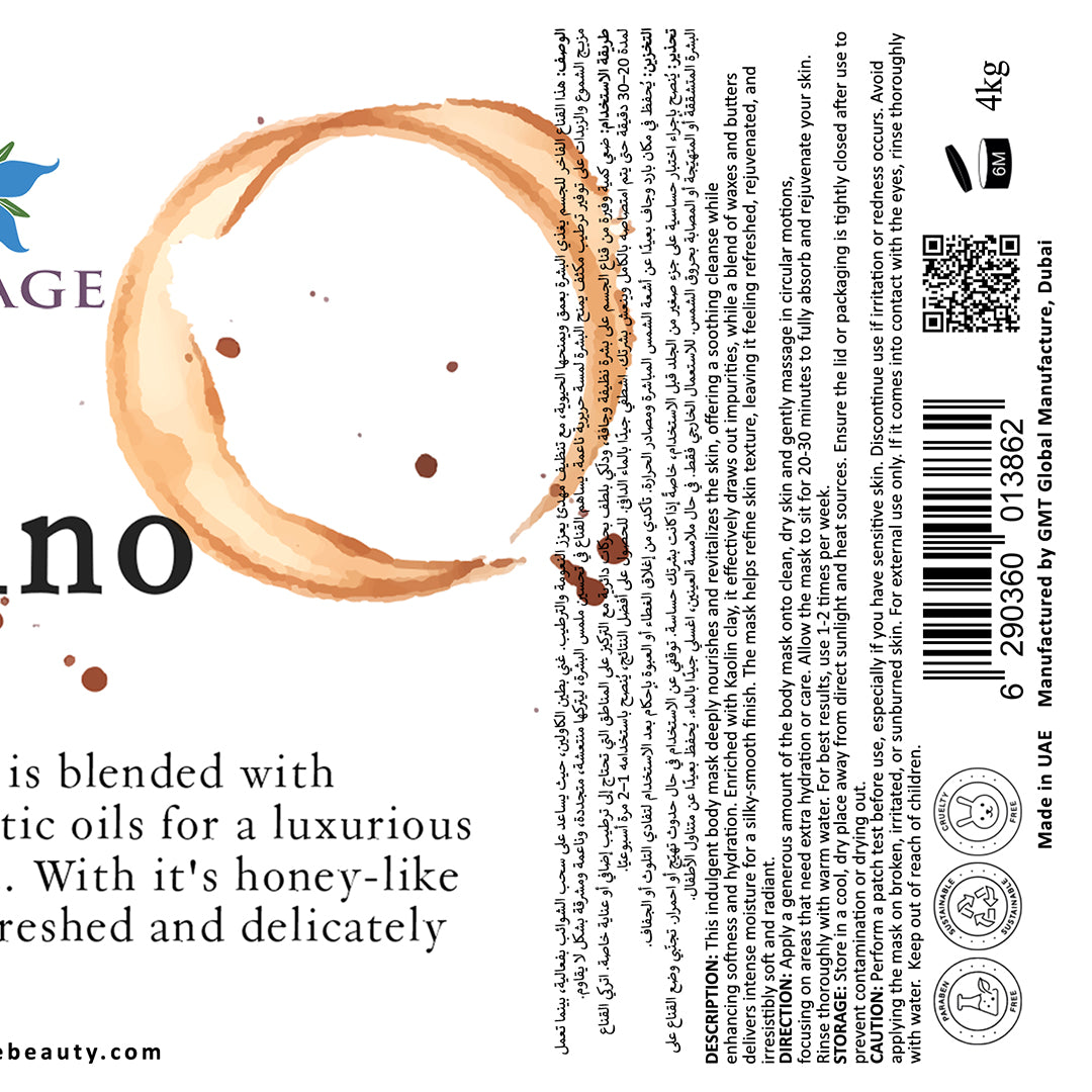 Product label with branding and text on a white background