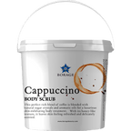 Cappuccino body scrub container with Borage logo on a white background