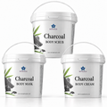 Charcoal body care set with body scrub, mask and cream