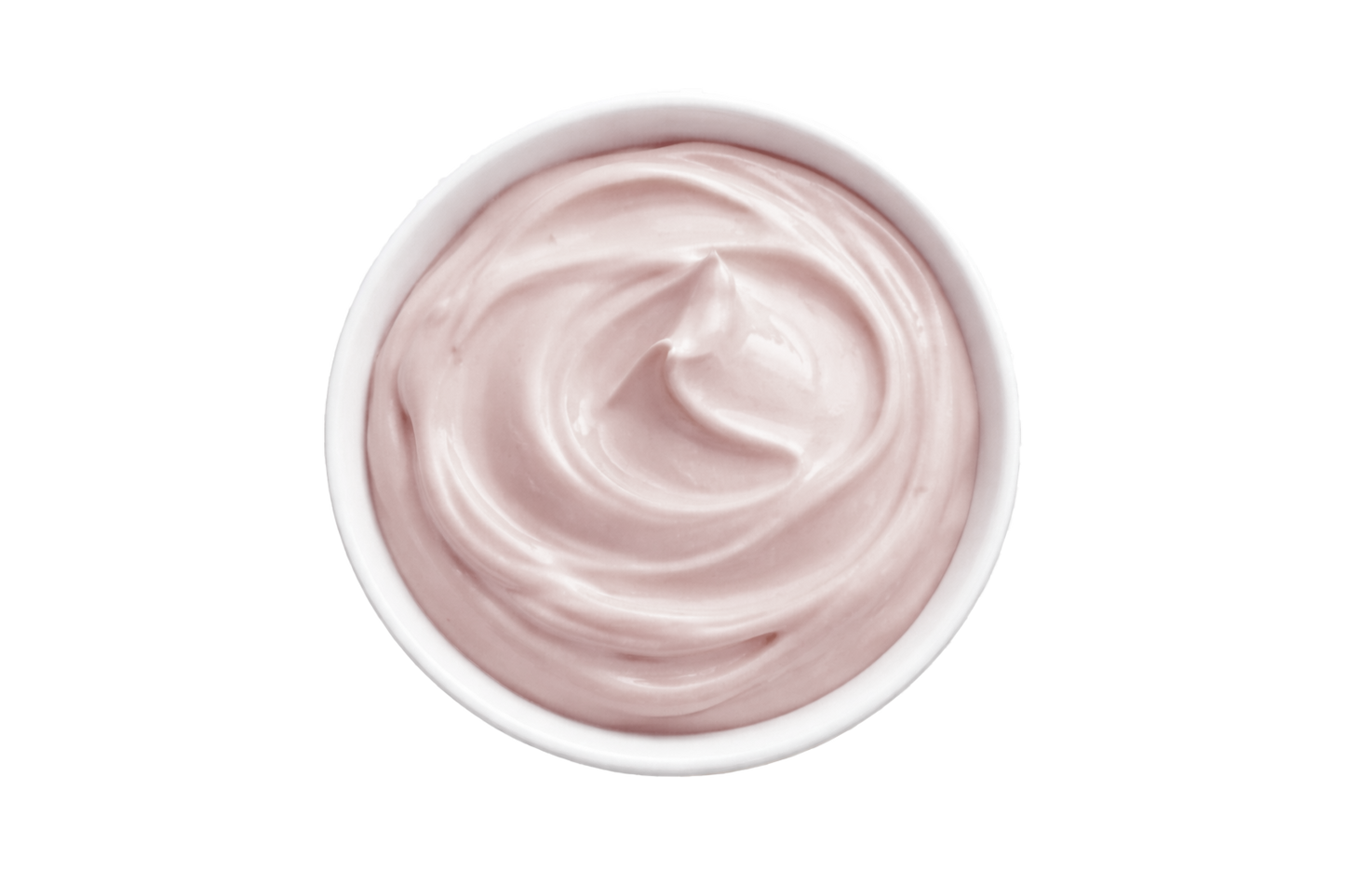 White cream in a small bowl on a white background