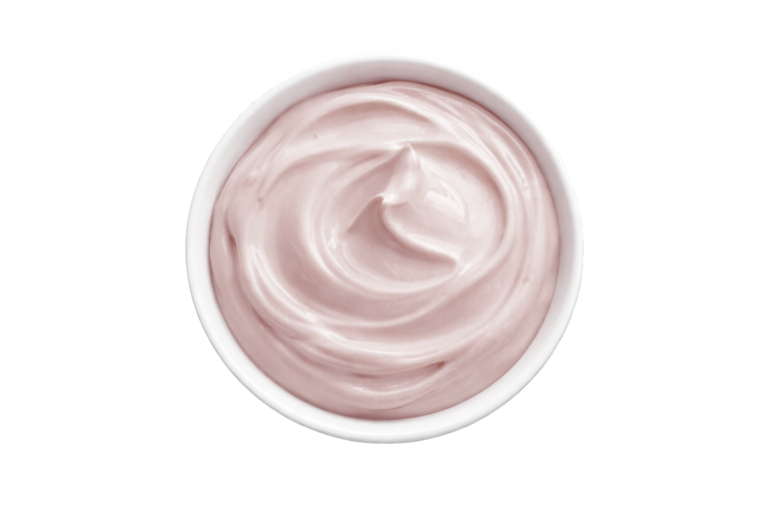 White cream in a small bowl on a white background
