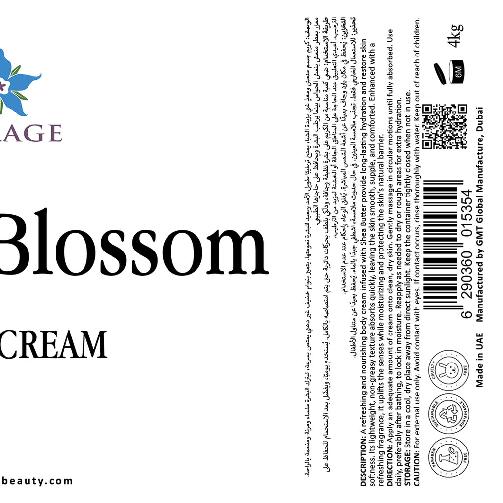 Cherry Blossom Body Cream ingredient and product label