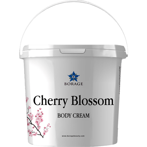 Bottle of Borage Cherry Blossom Body Cream on a white background