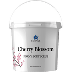 Bottle of Cherry Blossom Foamy Body Scrub by Borage on a white background