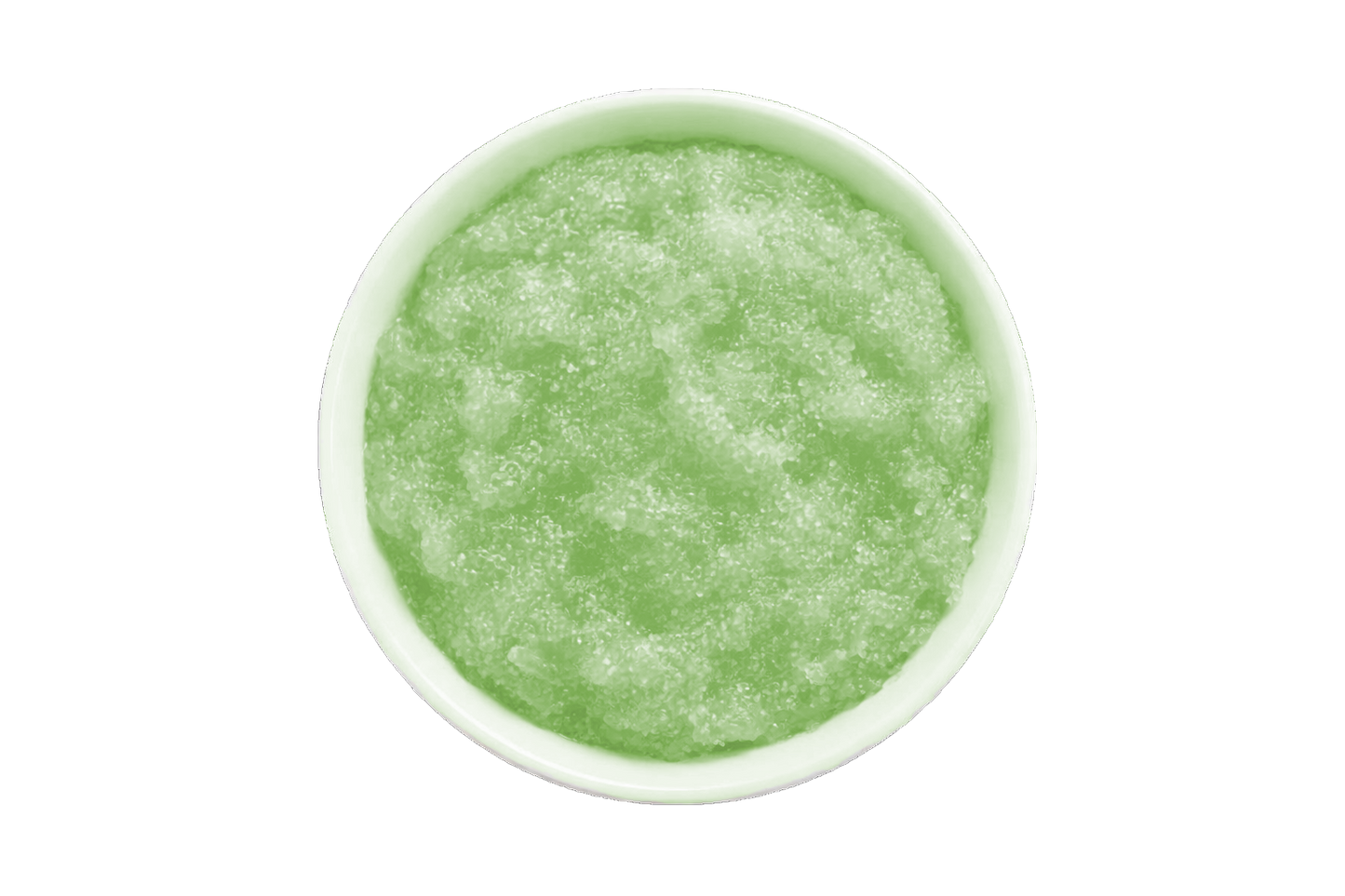 Green smoothie in a white bowl on a white background