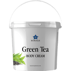 White container of Green Tea Body Cream with Borage logo on a white background