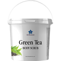 Bottle of Borage Green Tea Body Scrub on a white background