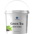Bottle of Borage Green Tea Body Scrub on a white background