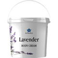Bottle of lavender body cream with Borage logo on a white background