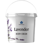 Bottle of lavender body cream with Borage logo on a white background