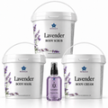 Lavender body care set with body scrub, mask, cream and spa fragrance