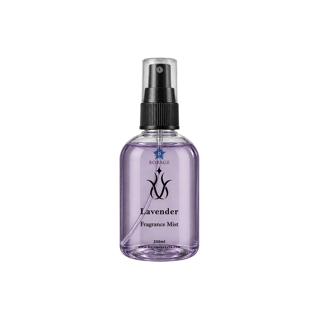 Borage Lavender Fragrance Mist bottle on a white background