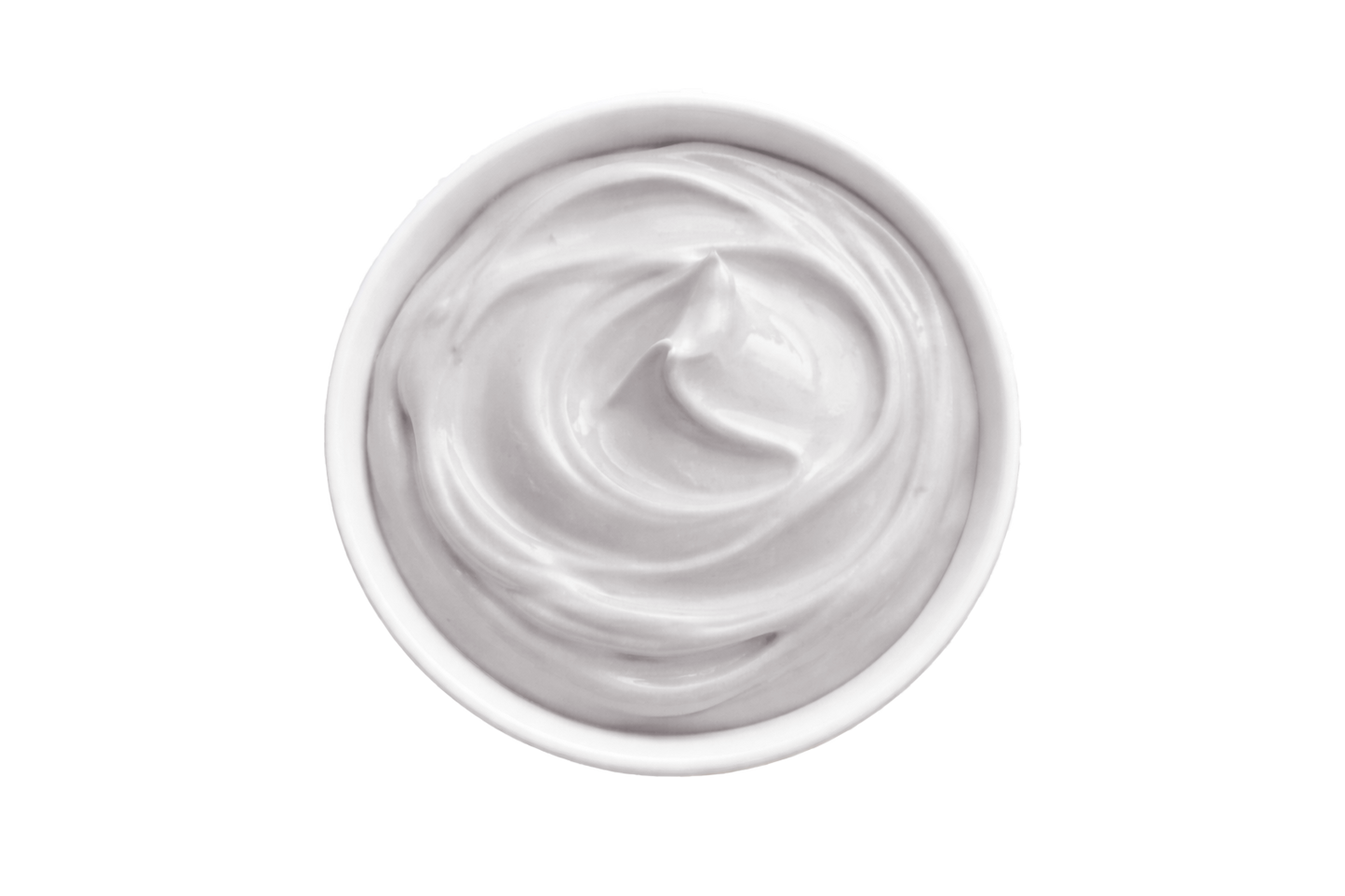 White cream in a small container on a white background