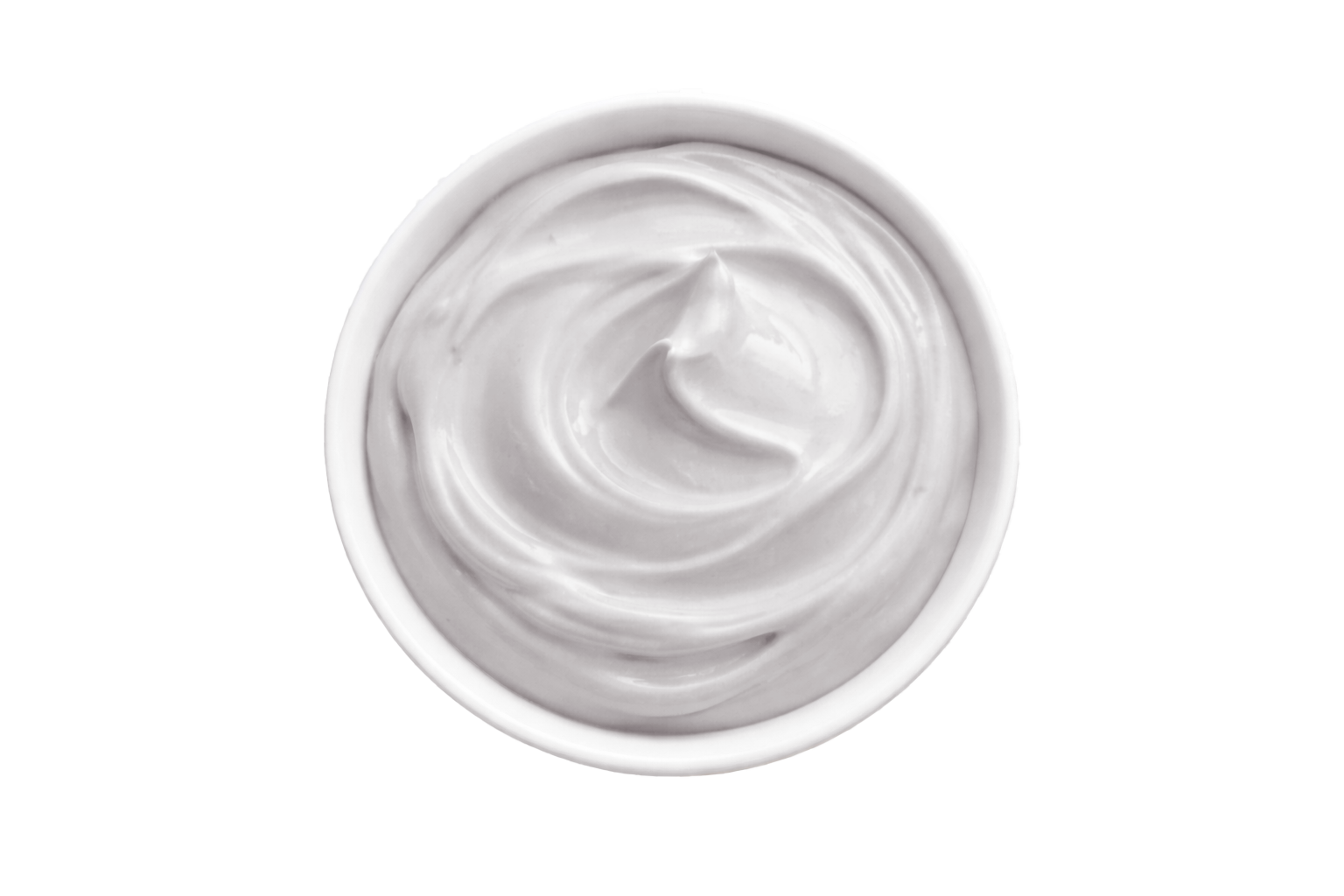 White cream in a small container on a white background
