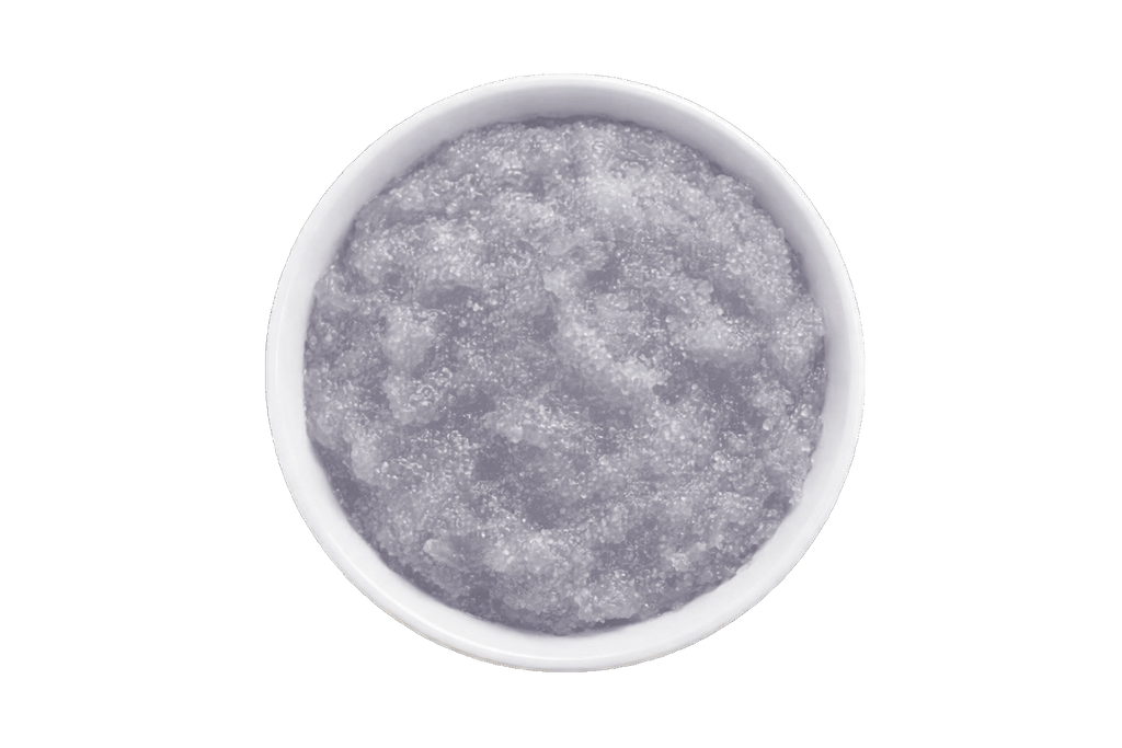 White scrub in a white bowl on a white background