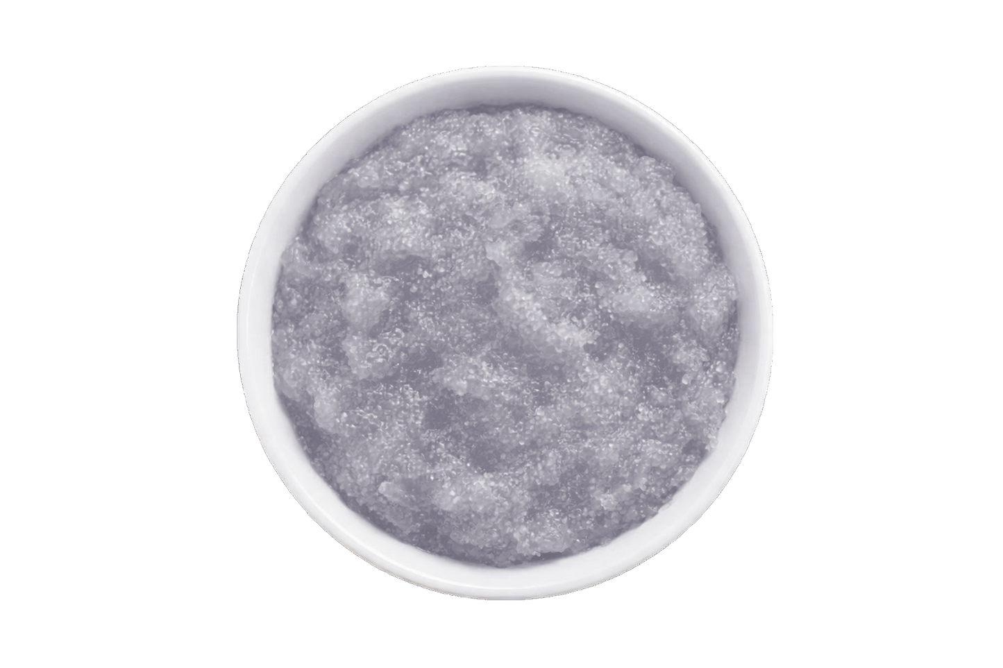 White scrub in a white bowl on a white background