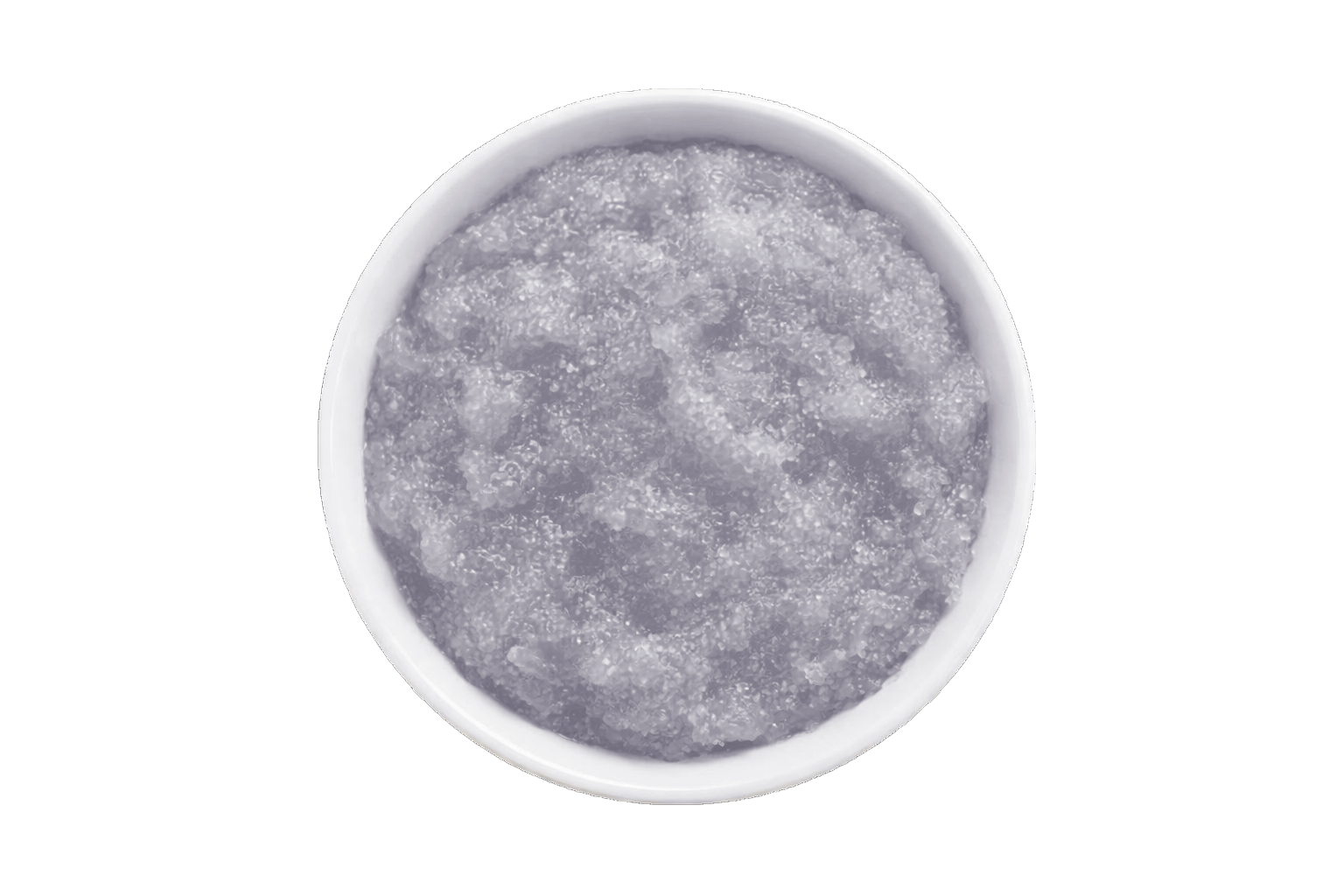 White scrub in a white bowl on a white background