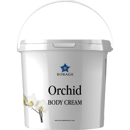 Bottle of Borage Orchid Body Cream on a white background