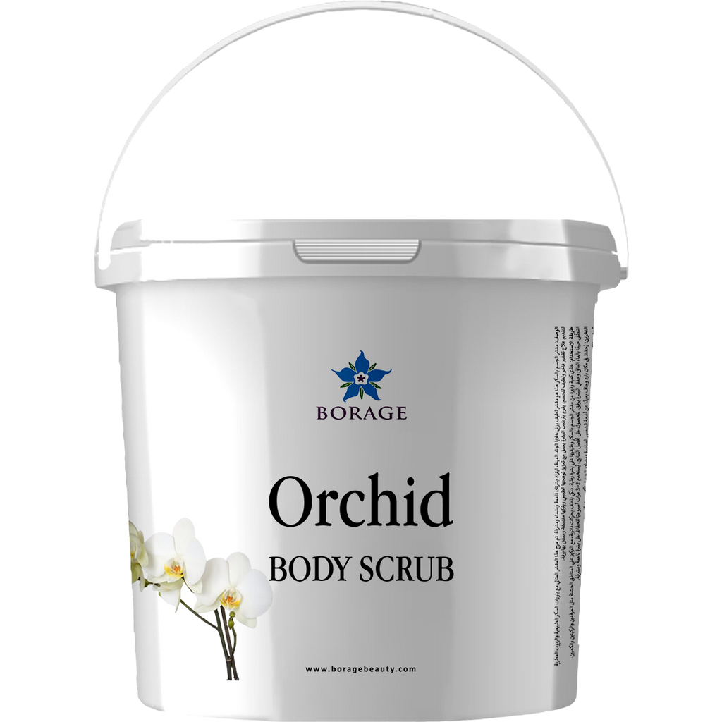 Borage Orchid Body Scrub container on a white background