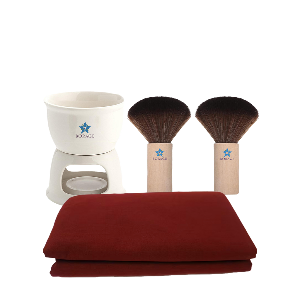 BORAGE Sakura Ritual Accessories Set with heater, brushes and fabric