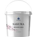 White container of Sakura dry body scrub with Borage branding on a white background