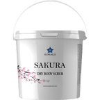 White container of Sakura dry body scrub with Borage branding on a white background