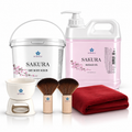 BORAGE Sakura Spa Ritual Set with dry body scrub, 5 L massage oil, brushes, massage heater and Sakura fabric