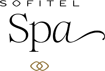 Sofitel Spa logo with elegant text and a gold emblem on a white background