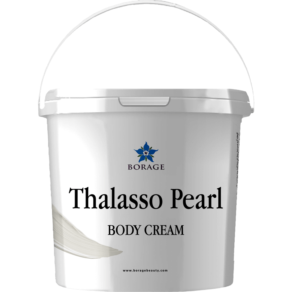 Bottle of Borage Thalasso Pearl Body Cream on a white background