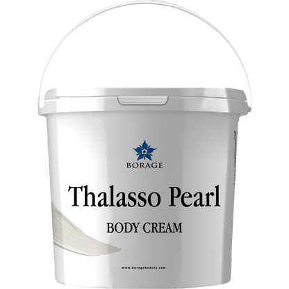 Bottle of Borage Thalasso Pearl Body Cream on a white background