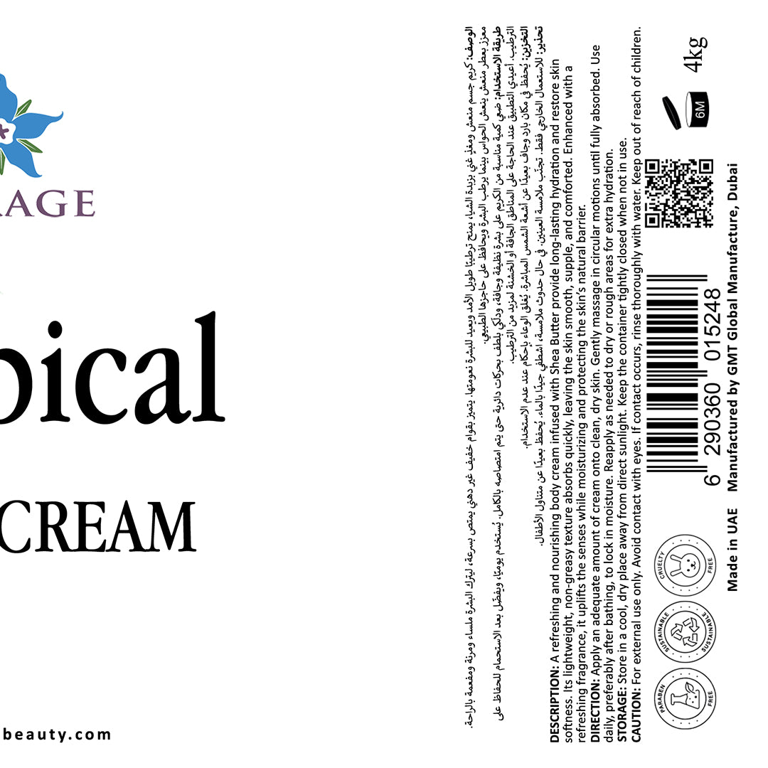Label for a skincare product with text and branding elements on a white background