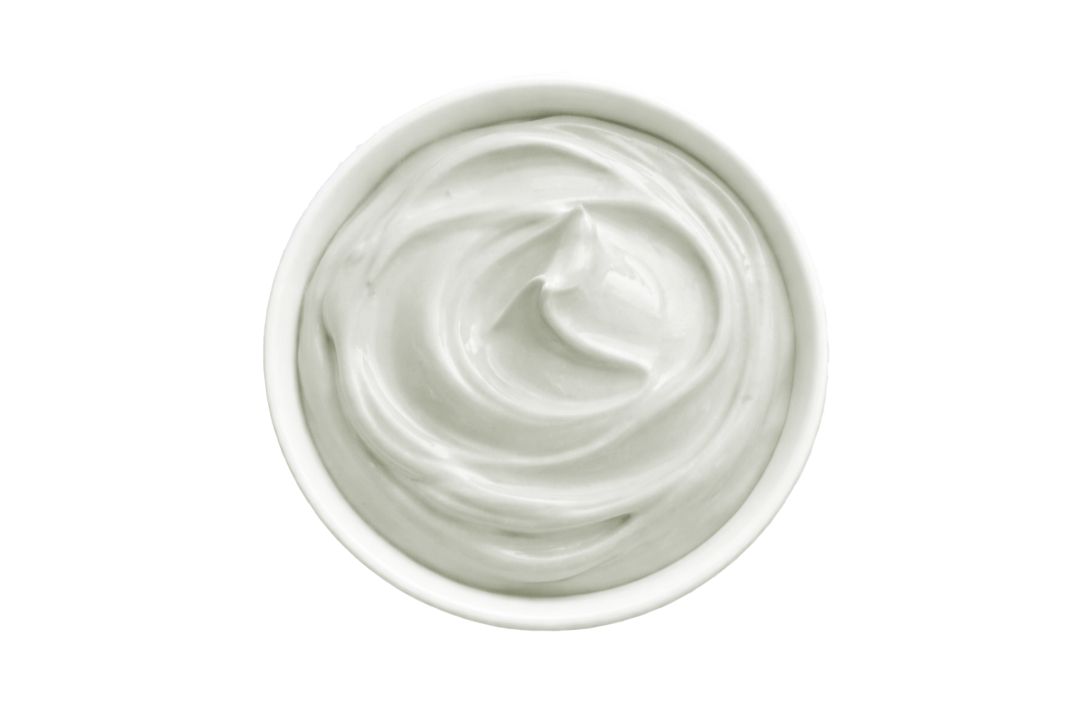 White cream in a small container on a white background