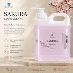 BORAGE Sakura Massage Oil 5 L spa size bottle with Sakura blossoms and product benefits