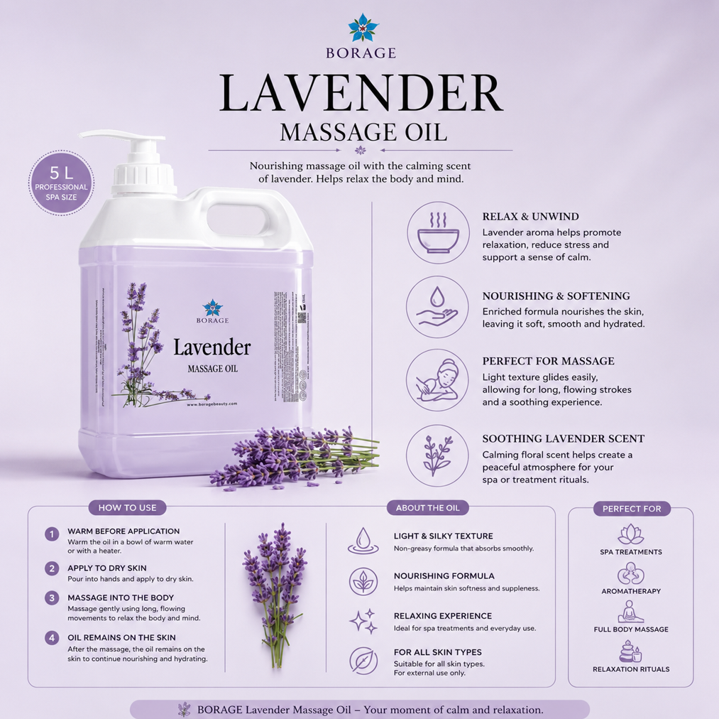 BORAGE Lavender Massage Oil 5 L anatomy and product guide